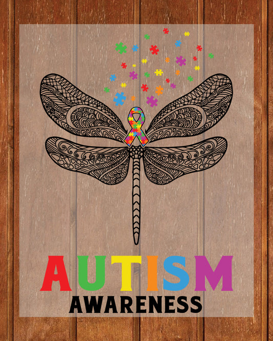 Dragonfly Autism DTF Transfer