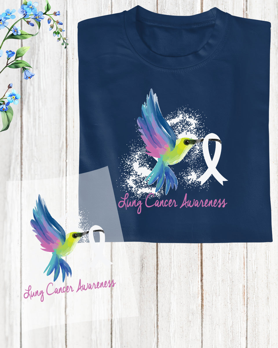 Lung Cancer Awareness Peace Bird DTF Transfer Film