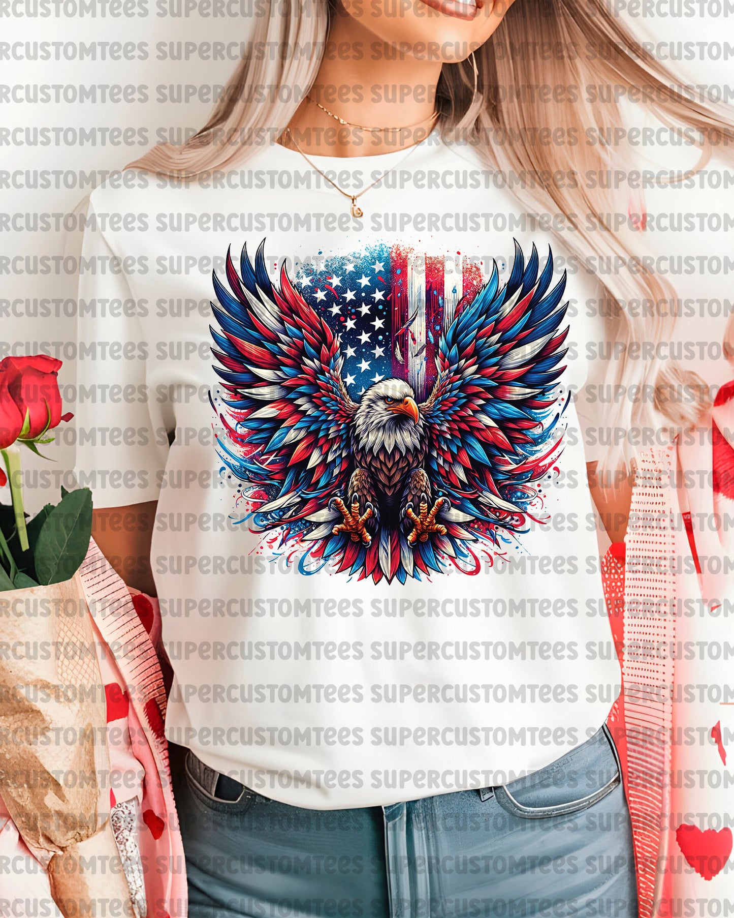 Eagle USA Flag 4th of July DTF Transfer