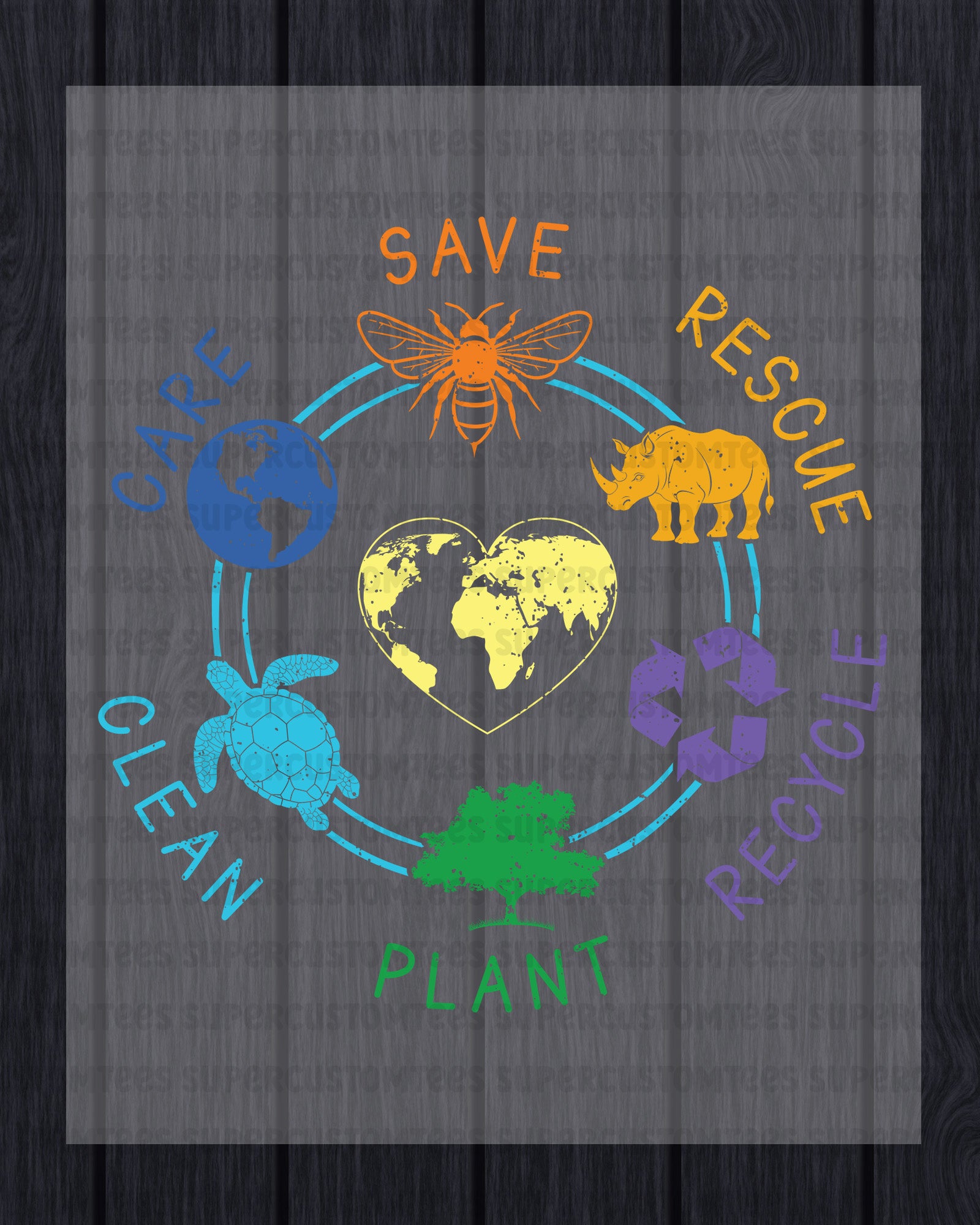 Earth Day DTF Transfer Ready to Press