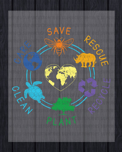 Earth Day DTF Transfer Ready to Press