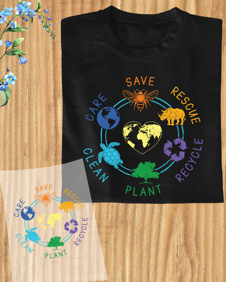 Earth Day DTF Transfer Ready to Press