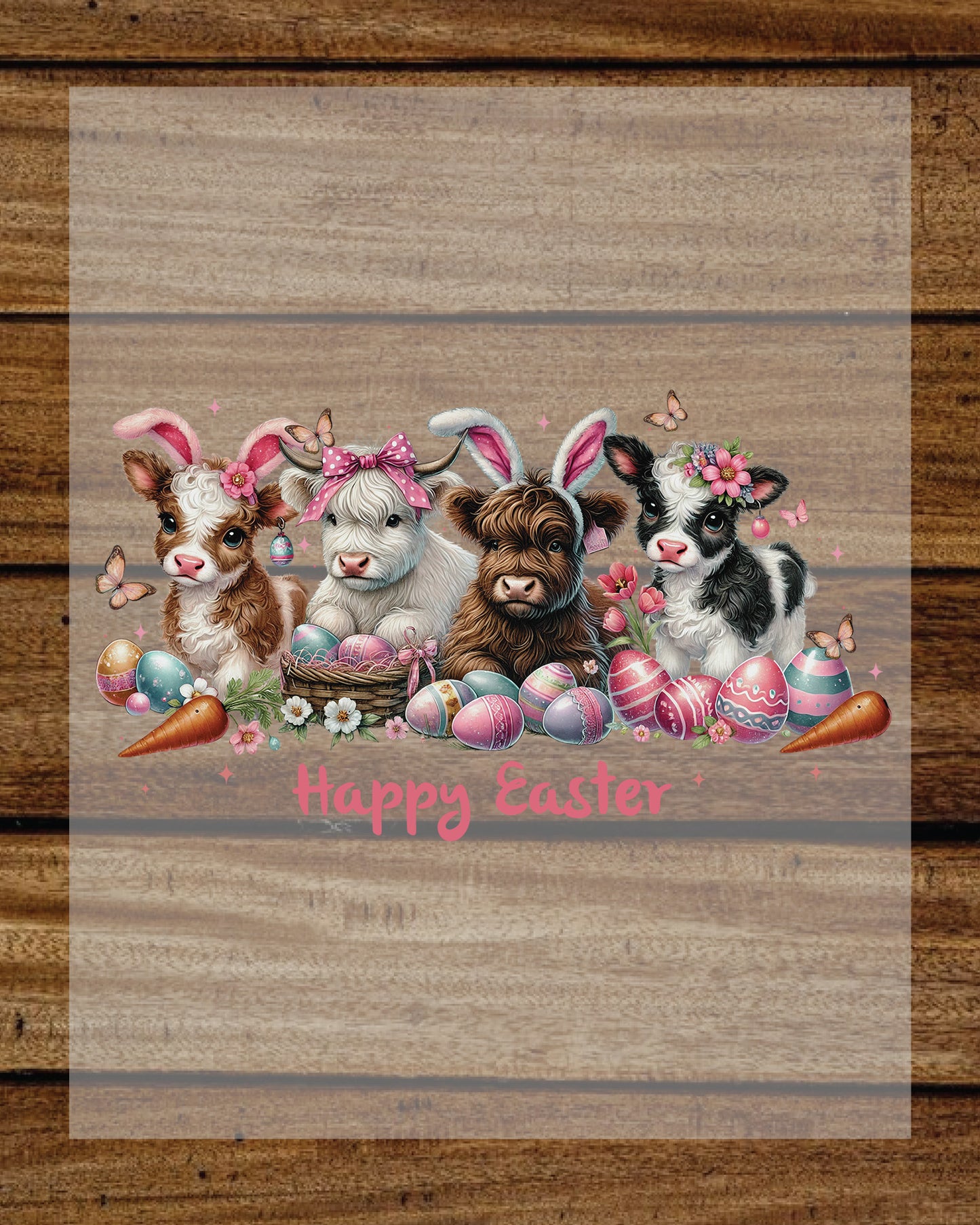 Easter Day Highland Cute Cow DTF Transfer Sheets