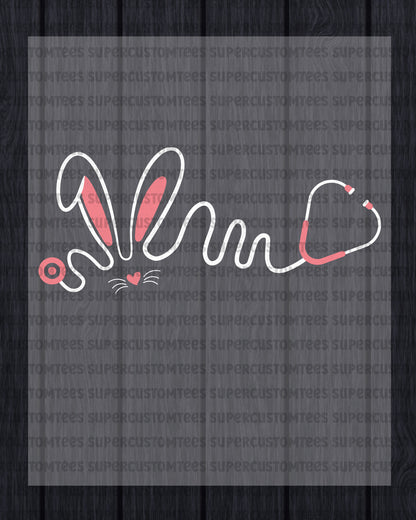 Easter Nurse Bunny Face Heat Transfer for