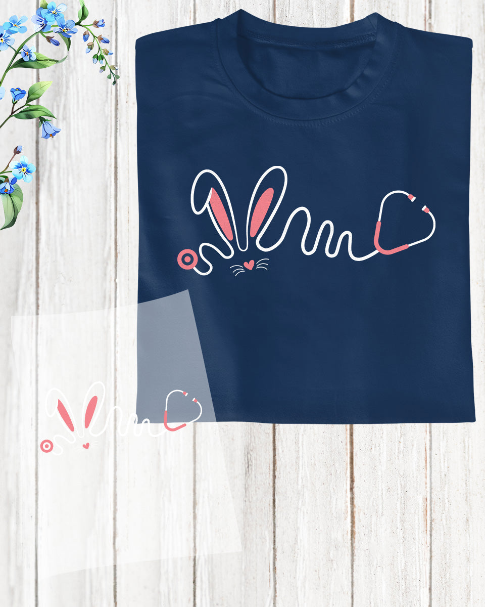 Easter Nurse Bunny Face Heat Transfer for