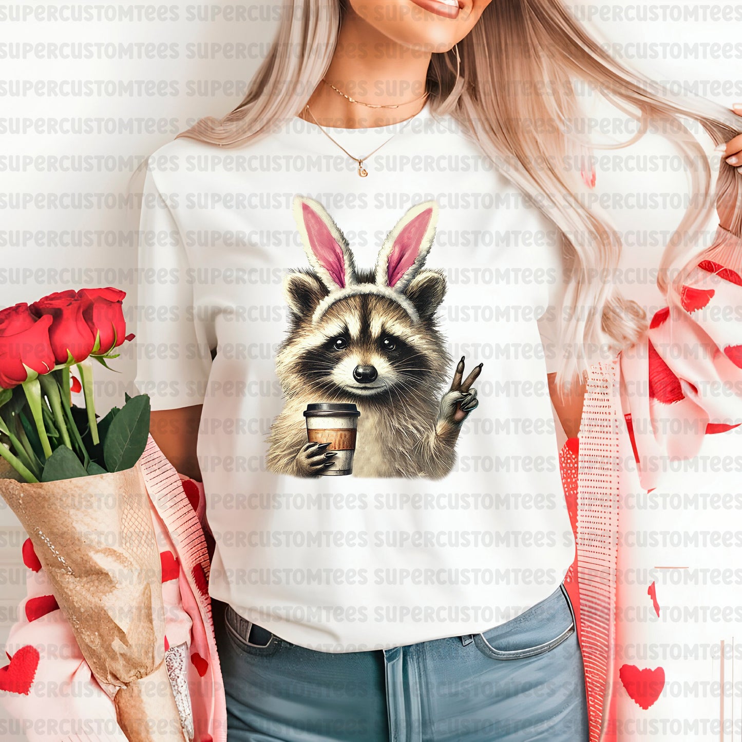 Easter Raccoon Heat Transfer for Shirts