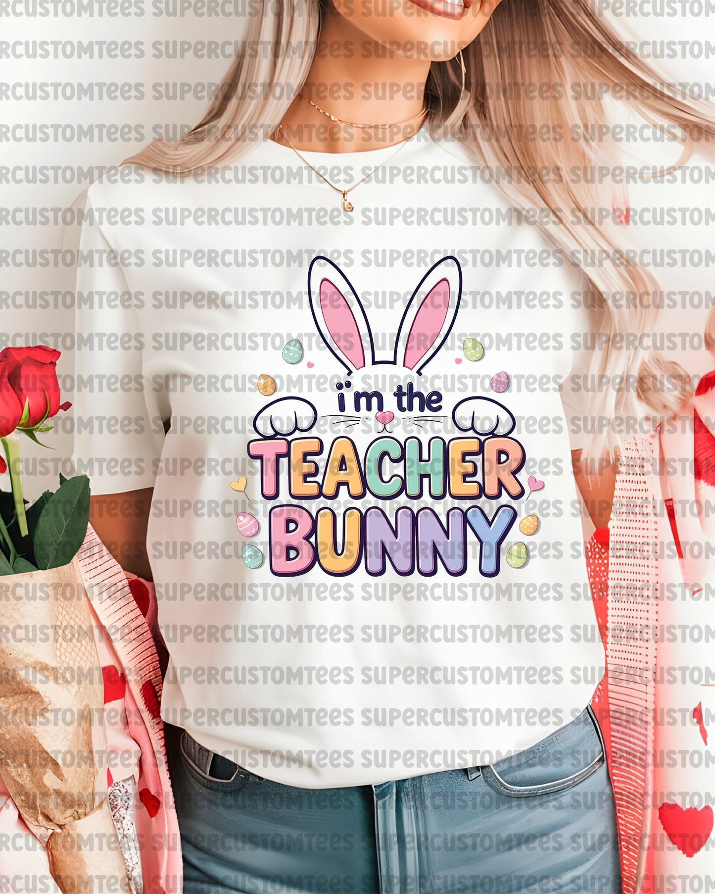 Easter Teacher Bunny Heat Transfer for Shirts