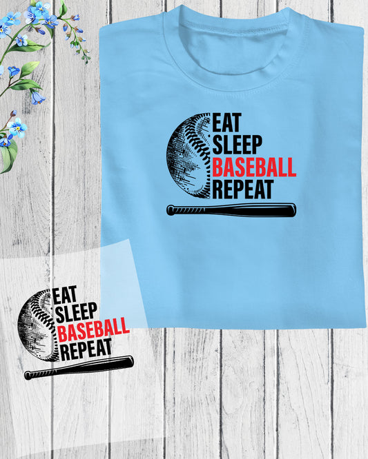 Eat Sleep Baseball Repeat DTF Transfer Film