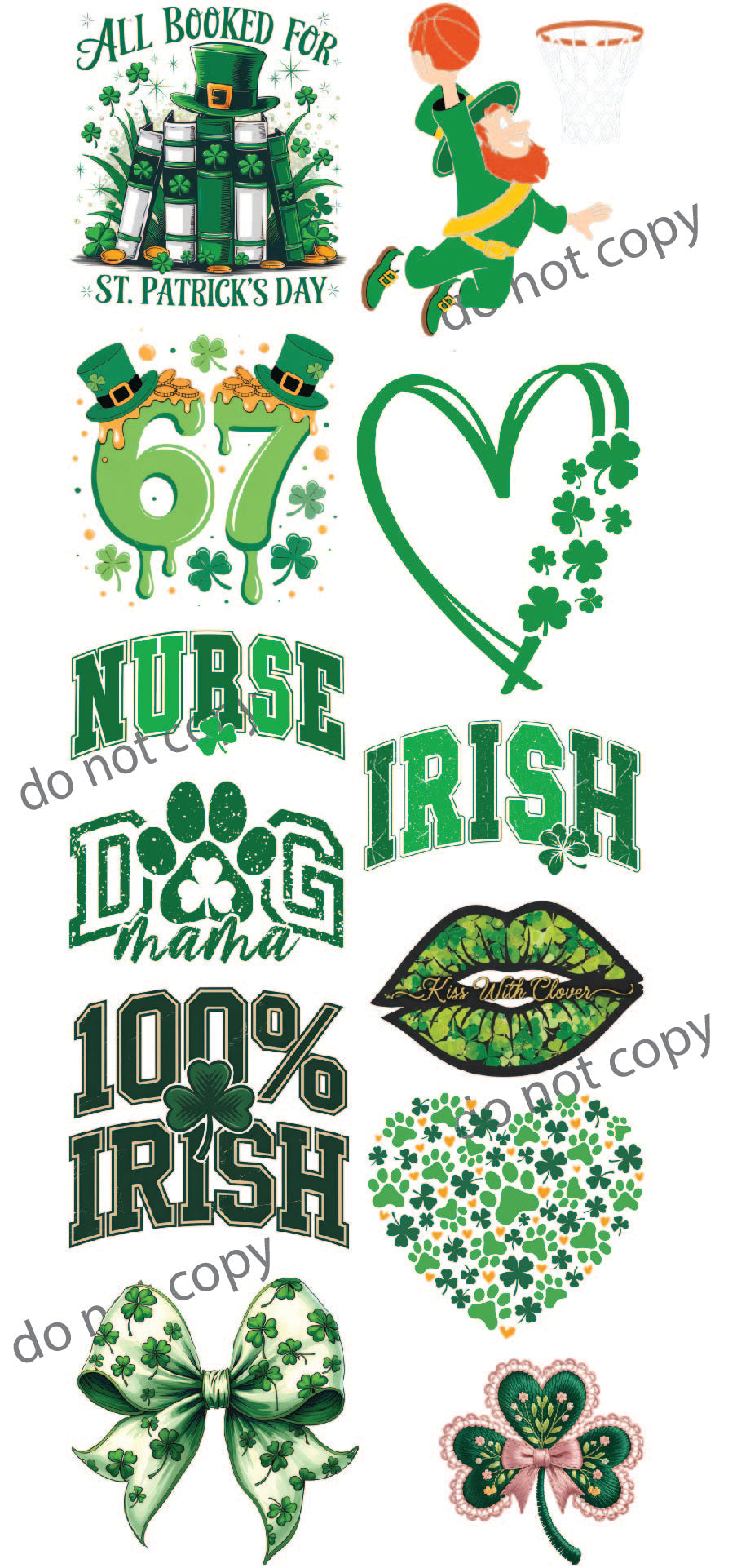 St. Patrick's Day Premade Gang Sheet Dtf Transfer Ready to Press Shamrock Heat Transfer For Shirts, Saint patrick iron on Transfer Designs