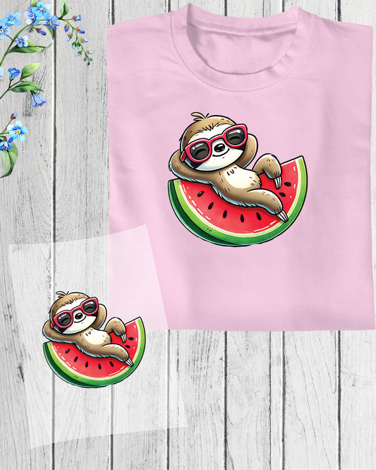 Summer Sloth Watermelon DTF Transfer Film