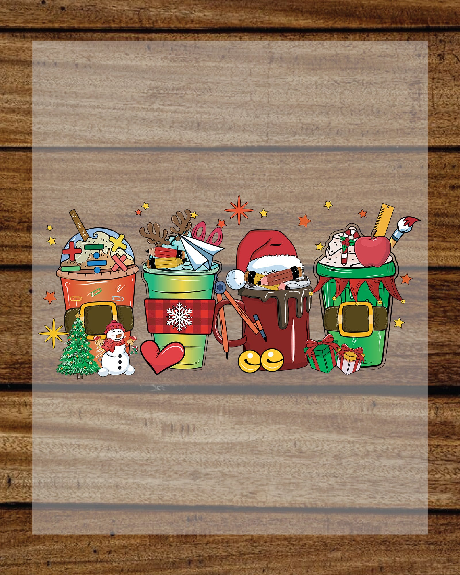 Christmas Teacher Coffee DTF Transfer Film