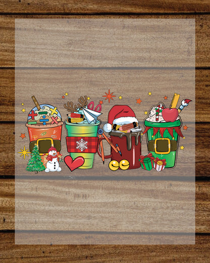 Christmas Teacher Coffee DTF Transfer Film