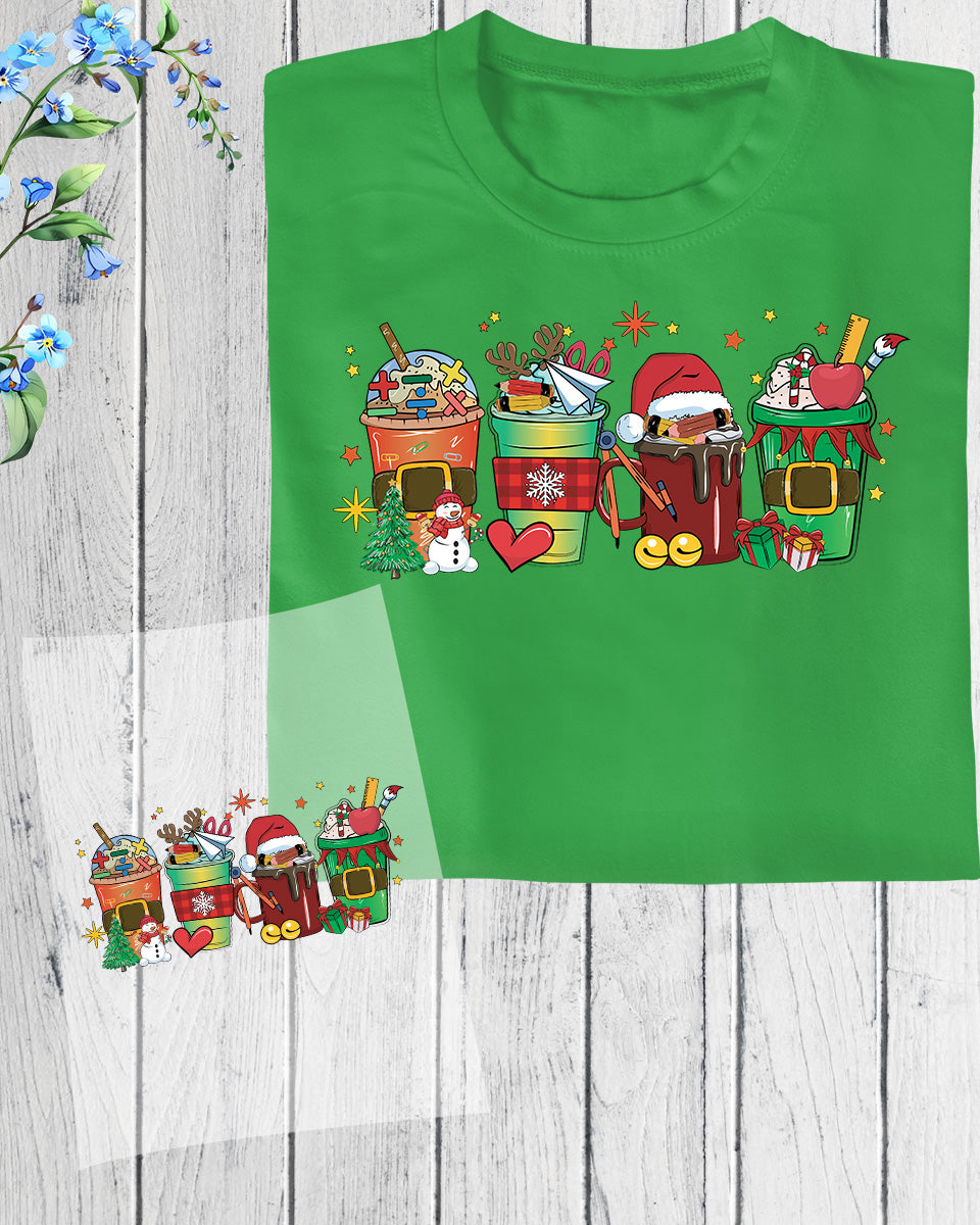 Christmas Teacher Coffee DTF Transfer Film