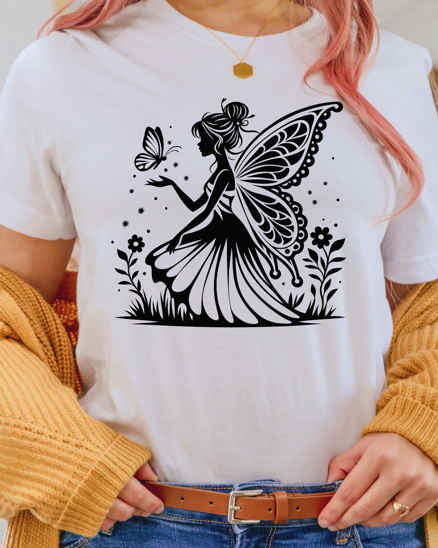 Fairy Silhouette. Floral Fairy DTF Transfer