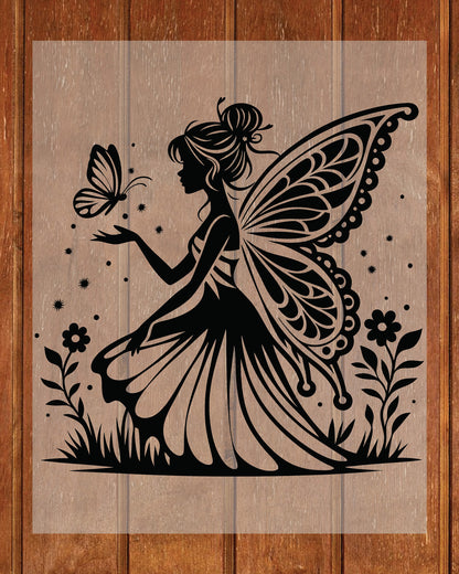 Fairy Silhouette. Floral Fairy DTF Transfer