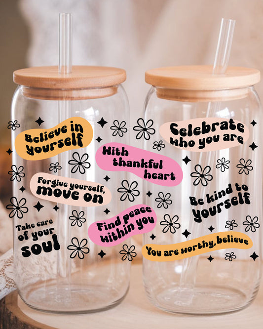 Faith Based Christian Libbey Glass Cup UV DTF Wrap Sticker