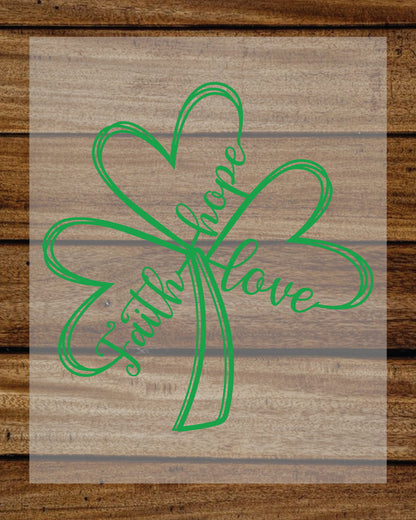 Faith Hope Love Shamrock St Patrick’s Day DTF Transfer