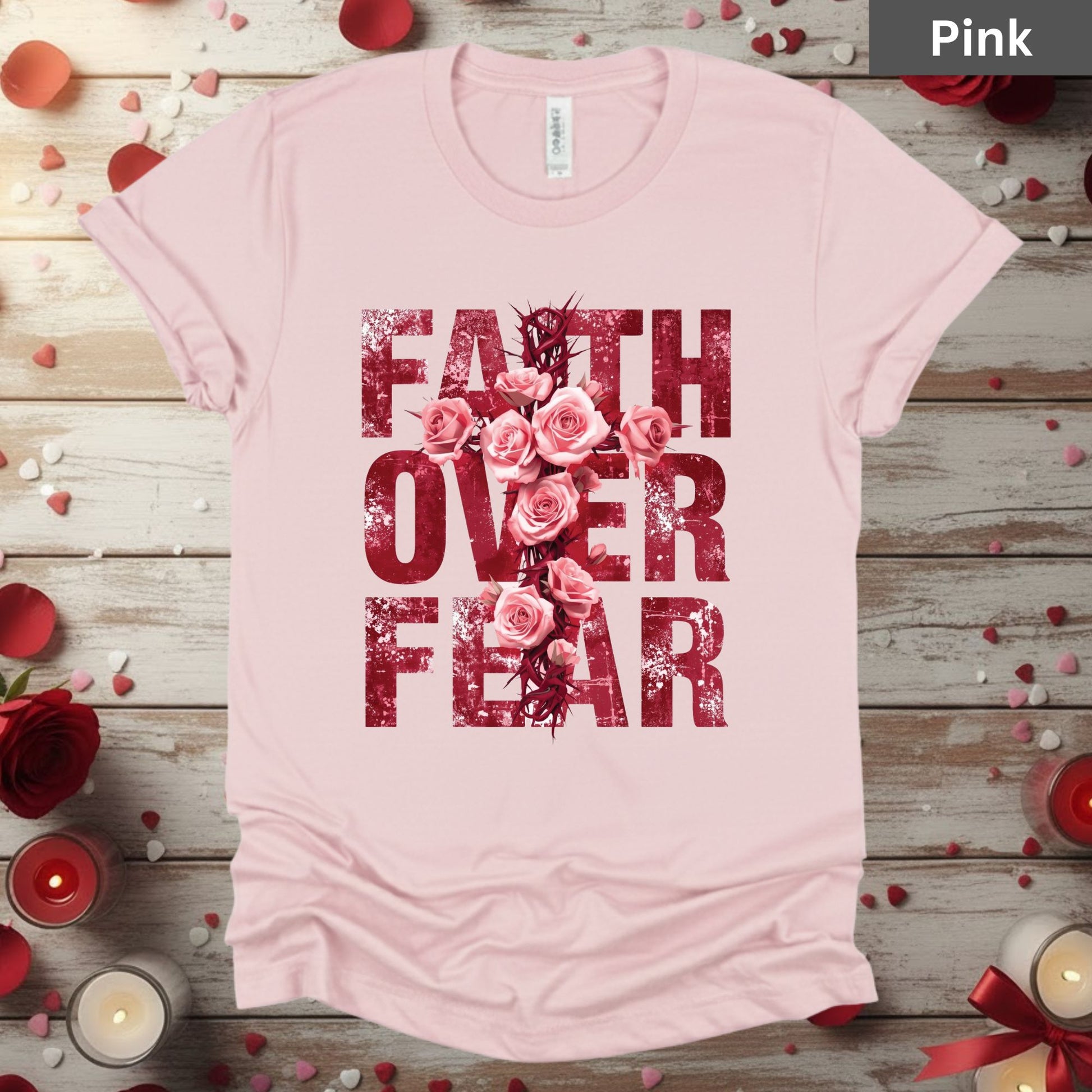 Faith Over Fear Shirts Christian Valentine & Easter Tee, Comfort Colors T-Shirt, Religious Sweatshirt Bella Canvas Faith Apparel
