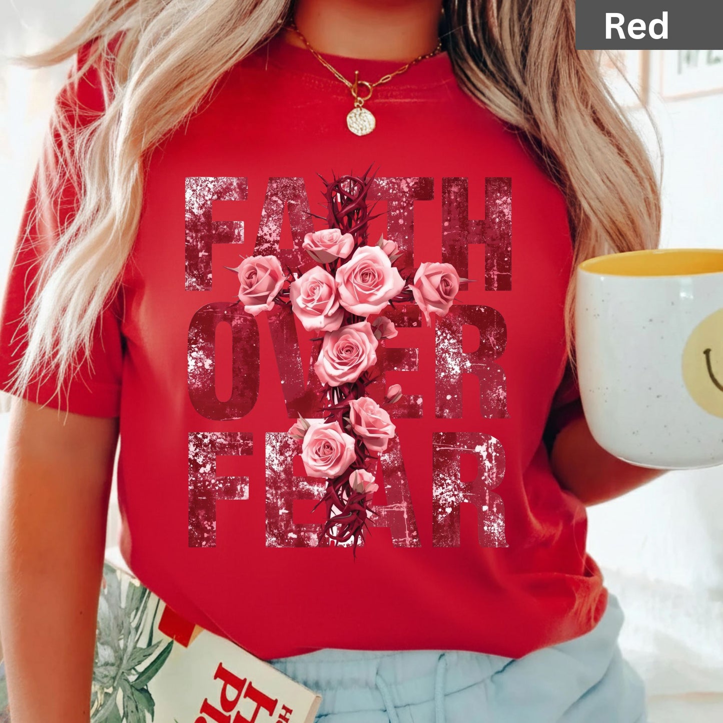 Faith Over Fear Shirts Christian Valentine & Easter Tee, Comfort Colors T-Shirt, Religious Sweatshirt Bella Canvas Faith Apparel