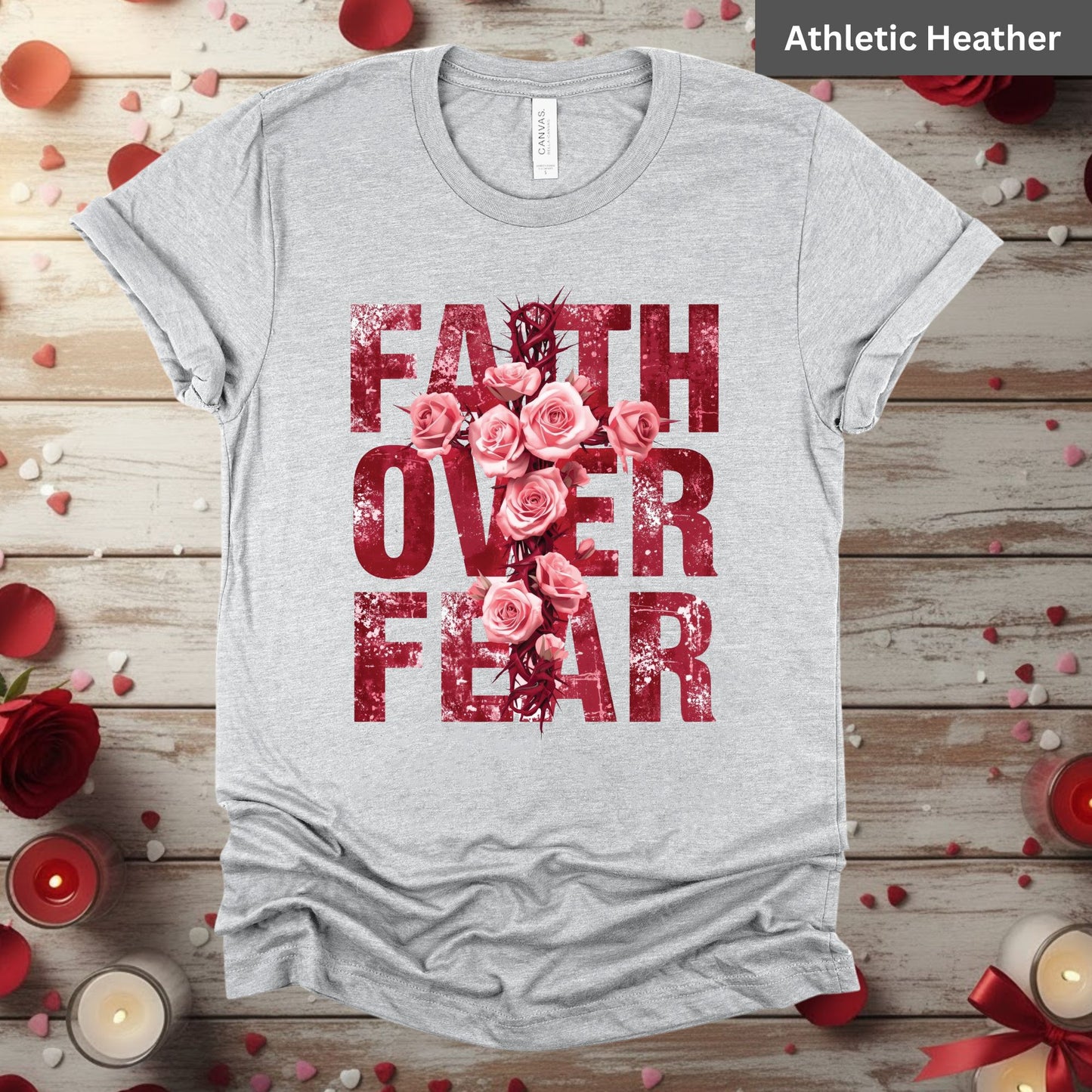 Faith Over Fear Shirts Christian Valentine & Easter Tee, Comfort Colors T-Shirt, Religious Sweatshirt Bella Canvas Faith Apparel