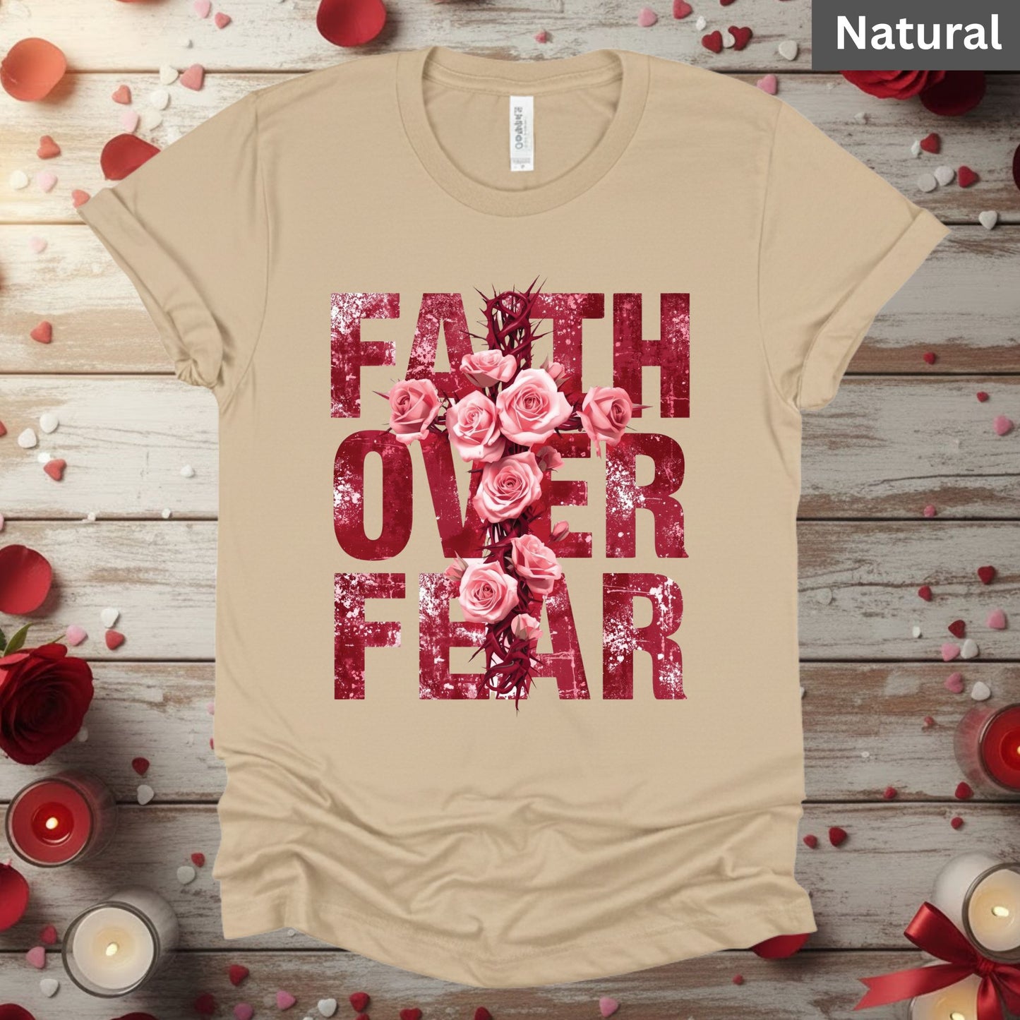 Faith Over Fear Shirts Christian Valentine & Easter Tee, Comfort Colors T-Shirt, Religious Sweatshirt Bella Canvas Faith Apparel