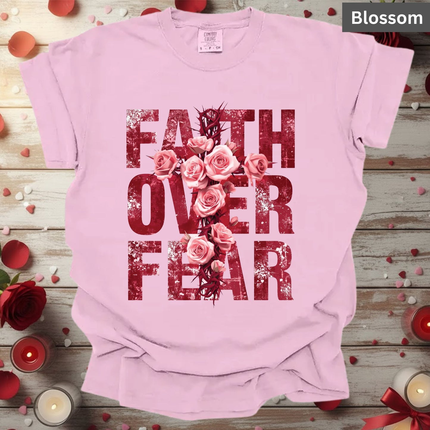 Faith Over Fear Shirts Christian Valentine & Easter Tee, Comfort Colors T-Shirt, Religious Sweatshirt Bella Canvas Faith Apparel