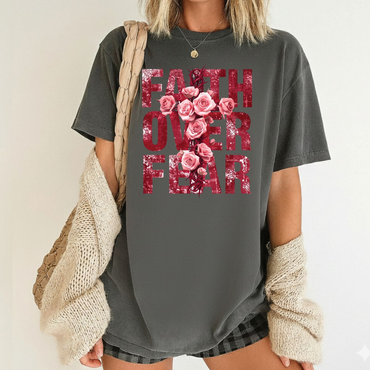 Faith Over Fear Shirts Christian Valentine & Easter Tee, Comfort Colors T-Shirt, Religious Sweatshirt Bella Canvas Faith Apparel