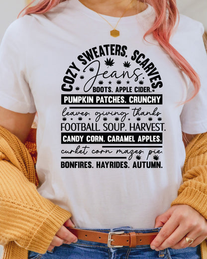Fall Cozy Sweaters Scarves DTF Transfer