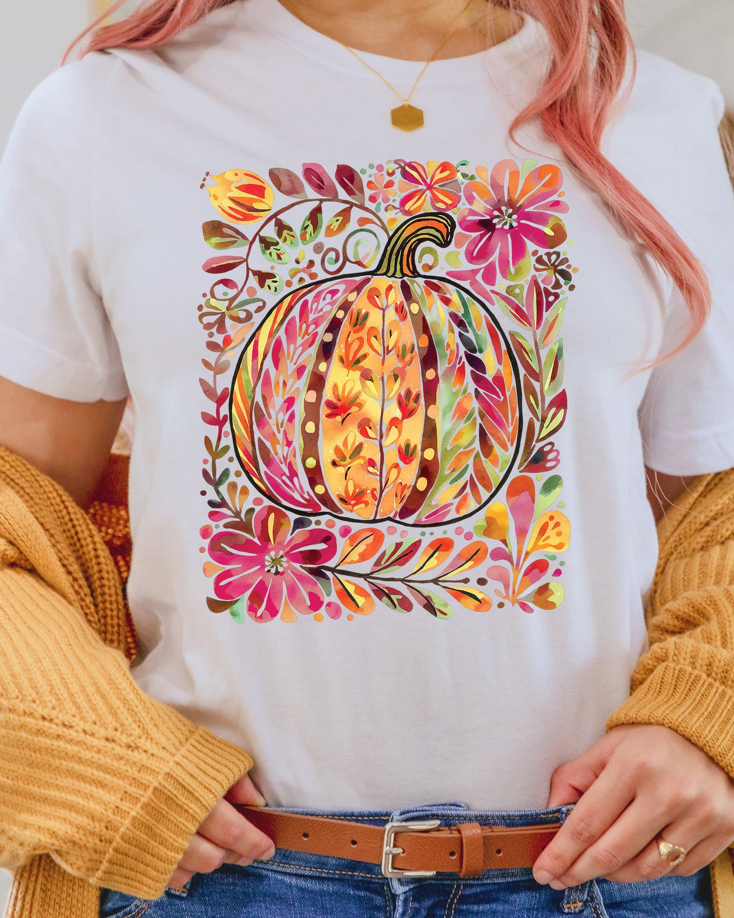 Fall Floral Pumpkin Boho Fall DTF Transfer