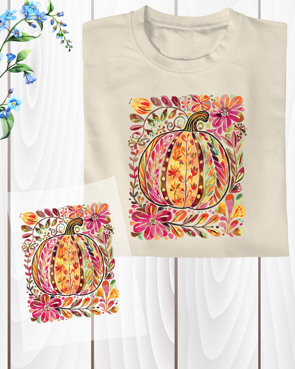 Fall Floral Pumpkin Boho Fall DTF Transfer