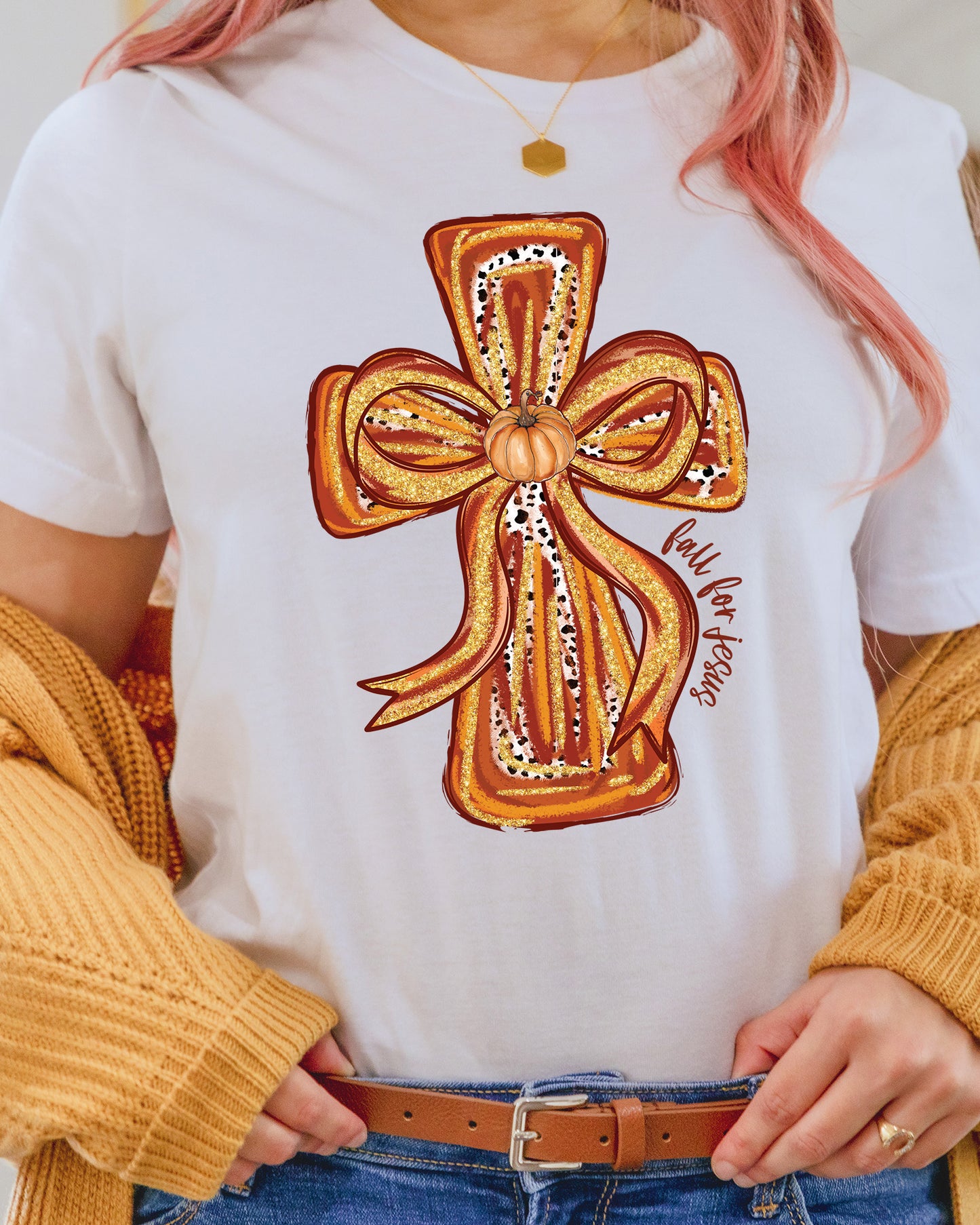 Fall for Jesus Christian Fall Cross DTF Transfer