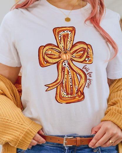 Fall for Jesus Christian Fall Cross DTF Transfer