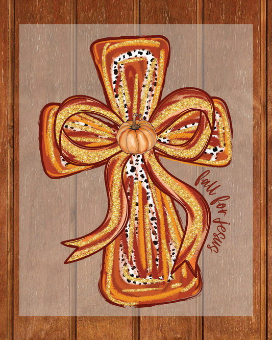 Fall for Jesus Christian Fall Cross DTF Transfer