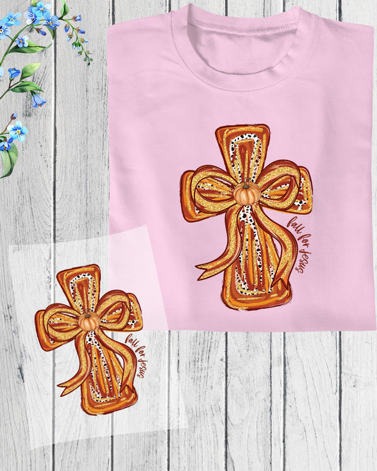 Fall for Jesus Christian Fall Cross DTF Transfer