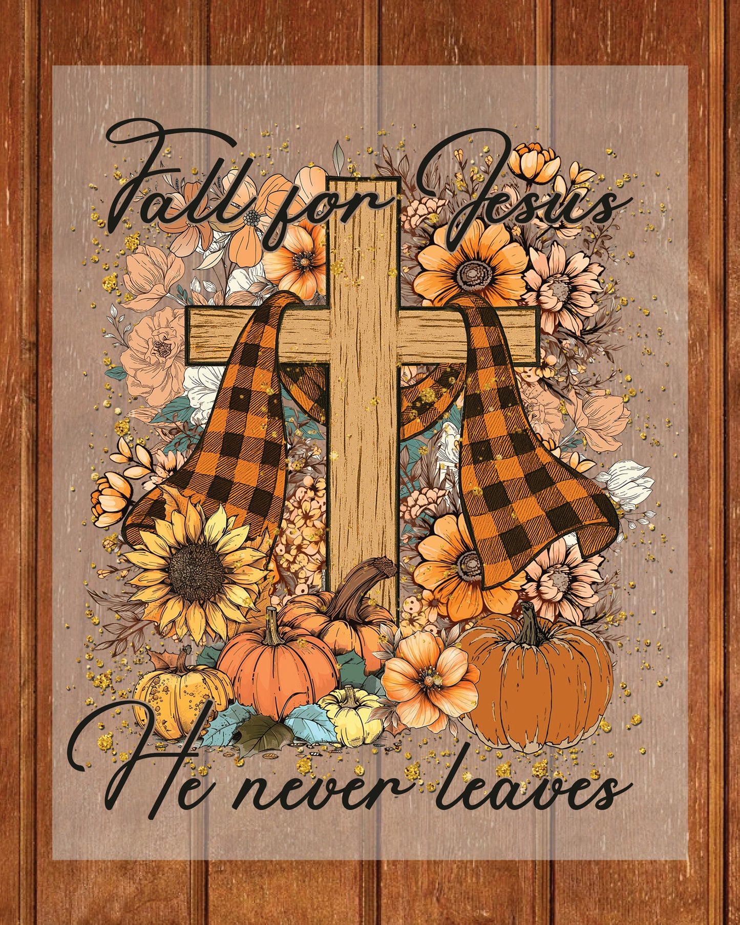 Fall for Jesus Cross with Pumpkins DTF Transfer