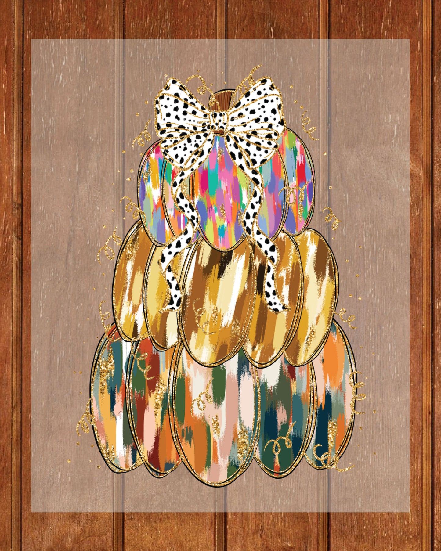 Fall Pumpkin Bow Glitter DTF Transfer Ready to Press