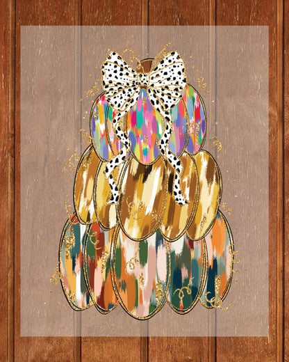 Fall Pumpkin Bow Glitter DTF Transfer Ready to Press