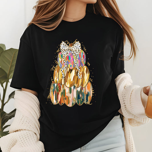 Fall Pumpkin Bow Glitter DTF Transfer Ready to Press