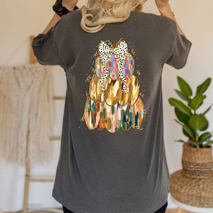 Fall Pumpkin Bow Glitter DTF Transfer Ready to Press