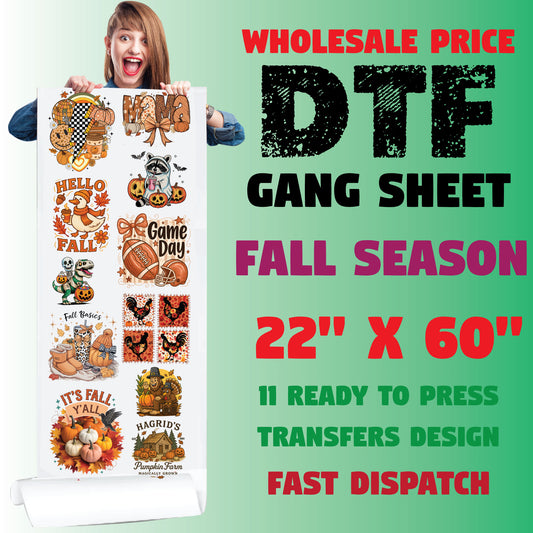 Fall Theme Premade Ready To Press DTF Gang Sheet