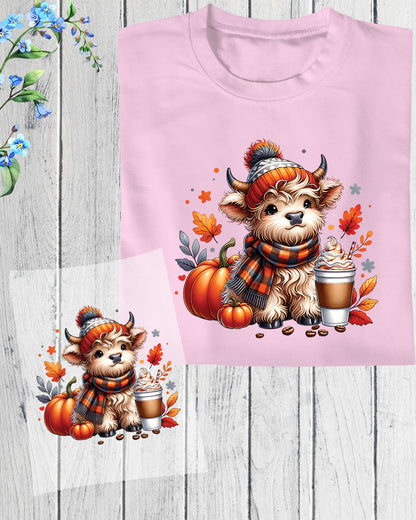 Fall Vibes Highland Cow  Highland Cow DTF Transfer