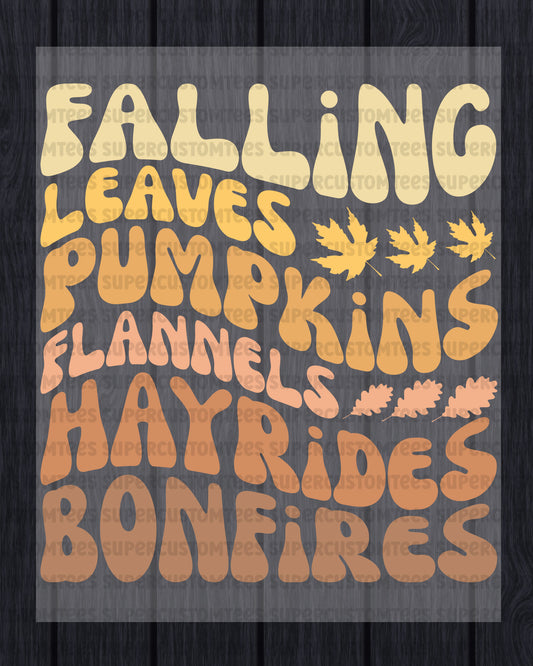 Falling Leaves Pumpkins DTF Transfer Ready to Press