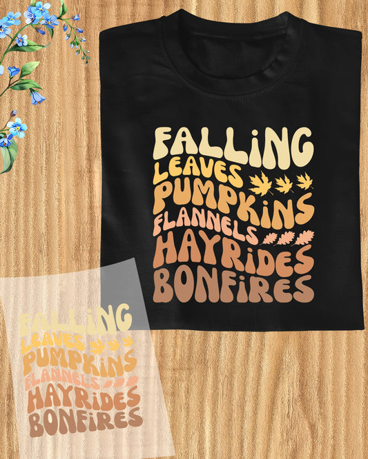 Falling Leaves Pumpkins DTF Transfer Ready to Press