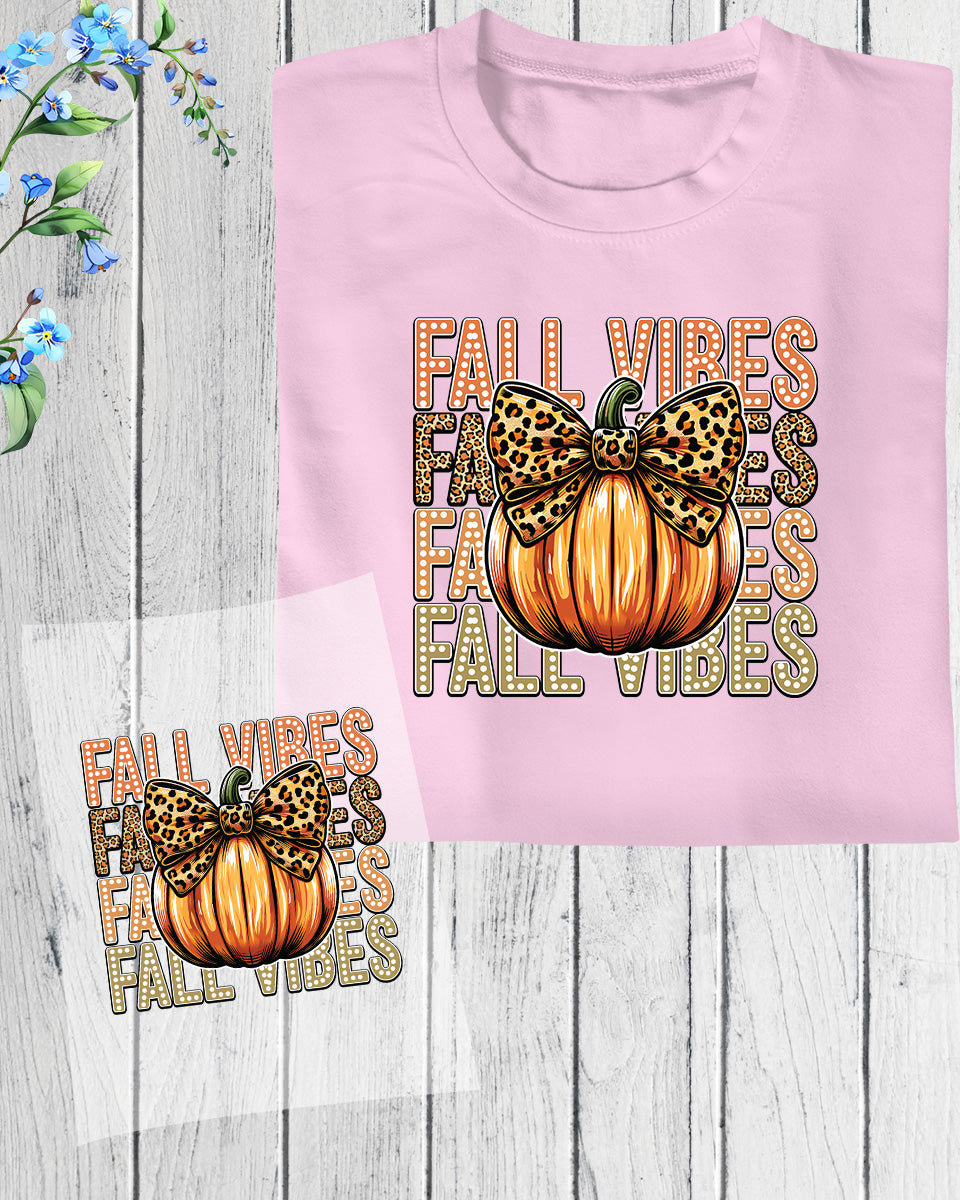 Retro Fall Vibes Pumpkin Bow DTF Transfer Film