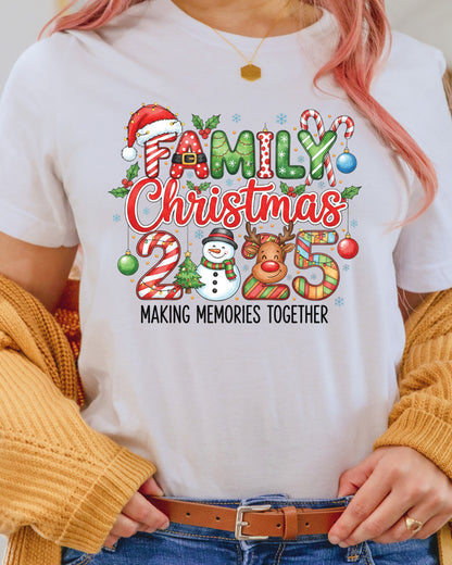 Family Christmas 2025 DTF Transfer ready to Press, Making Memories Together Heat Transfer for Shirts, Holiday X-mas UV Sticker Prints