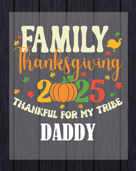 Family Thanksgiving 2025 DTF Transfer Ready to Press