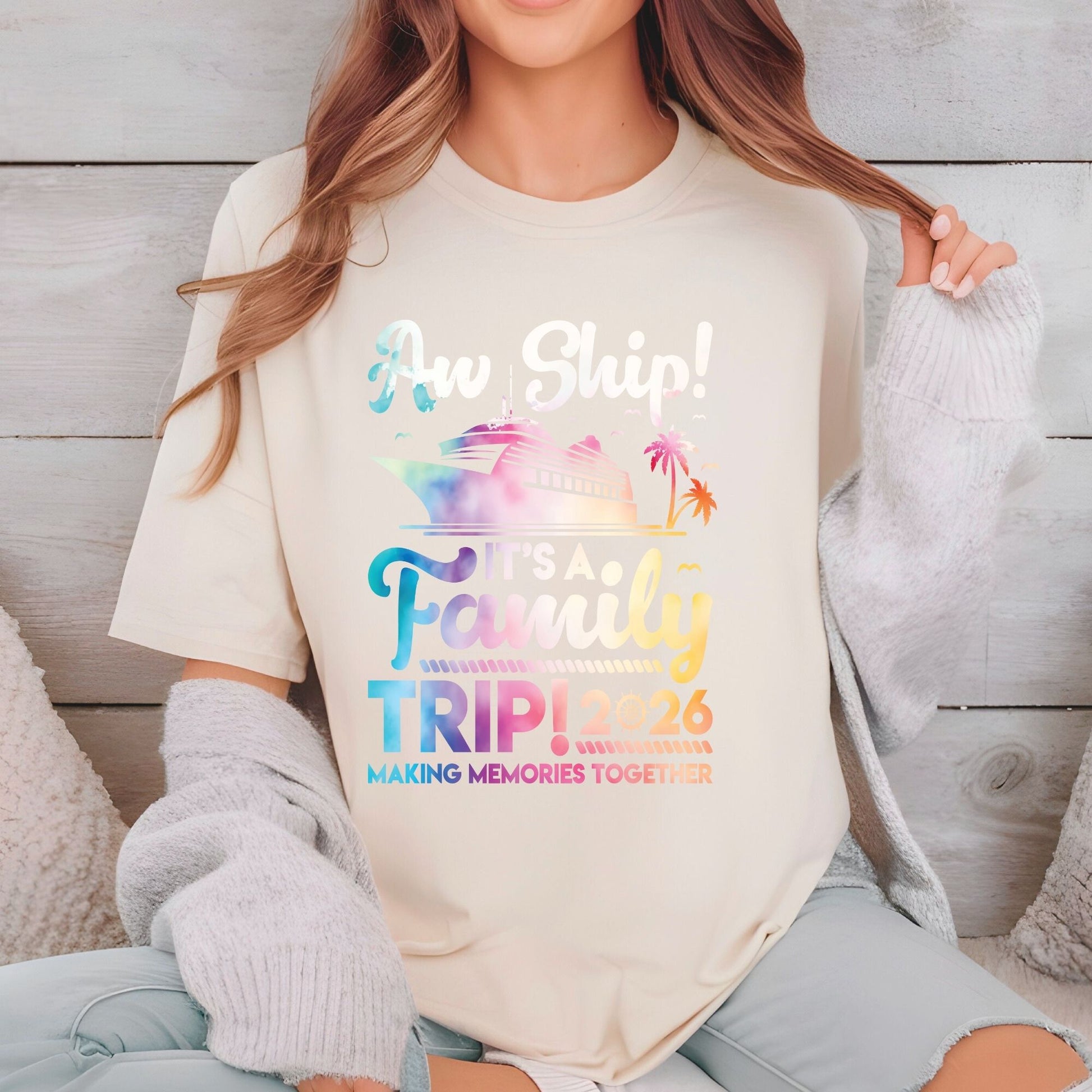 Family Trip DTF Transfer ready to Press Cruise Vacation Heat Transfer for Shirts Vacation UV Sticker Prints Cruise Party Iron on Transfer