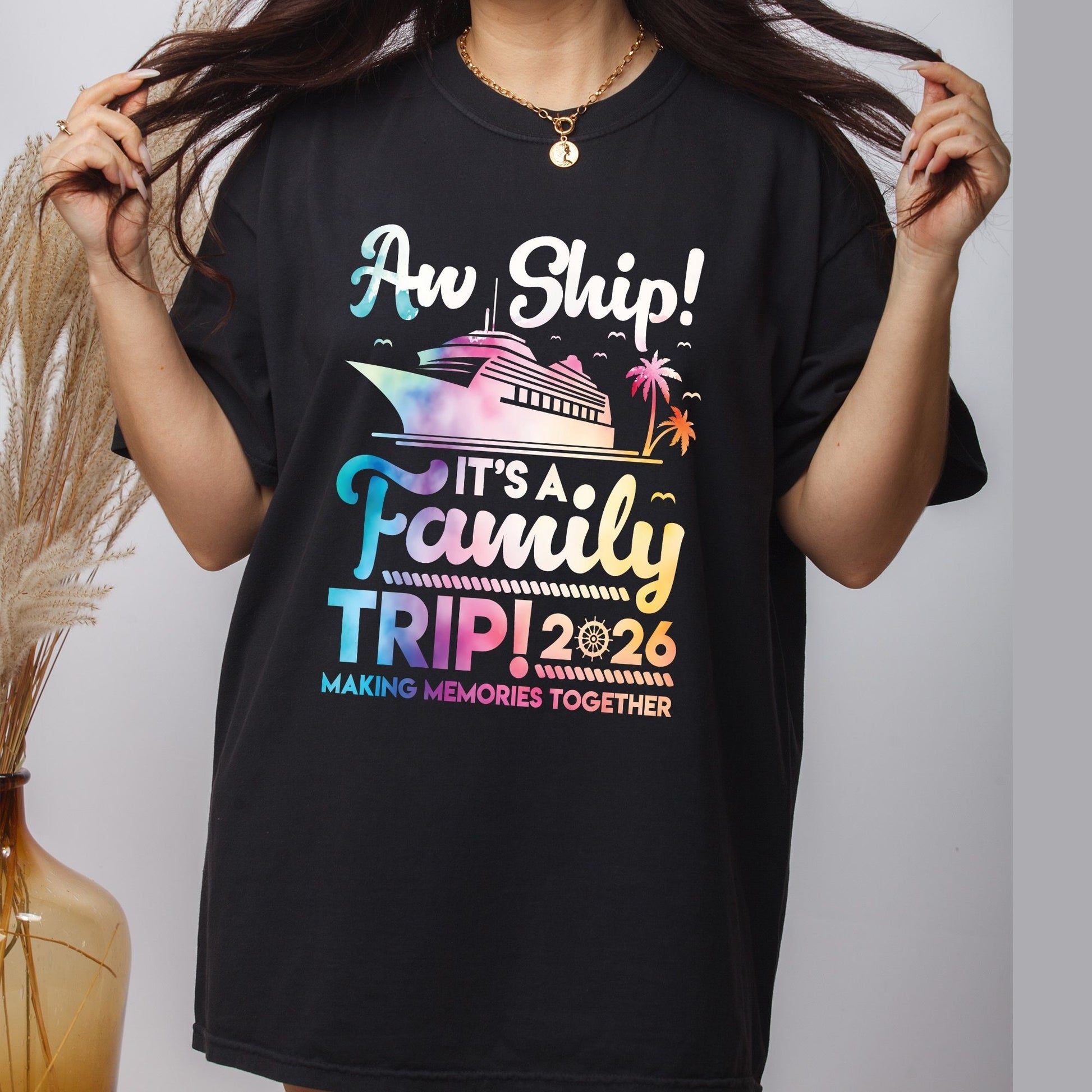 Family Trip DTF Transfer ready to Press Cruise Vacation Heat Transfer for Shirts Vacation UV Sticker Prints Cruise Party Iron on Transfer