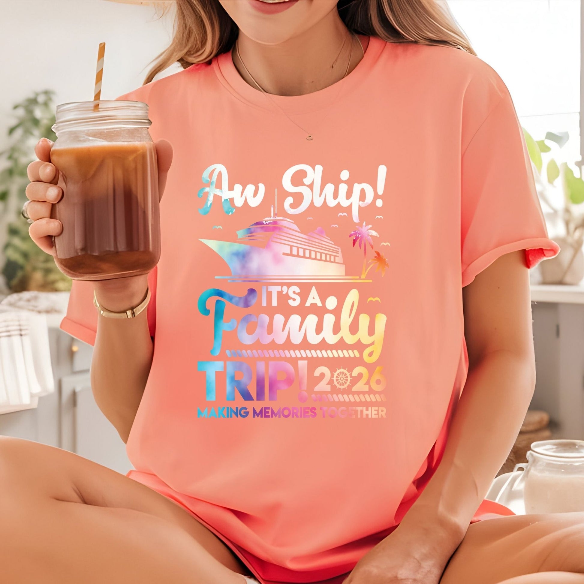 Family Trip DTF Transfer ready to Press Cruise Vacation Heat Transfer for Shirts Vacation UV Sticker Prints Cruise Party Iron on Transfer