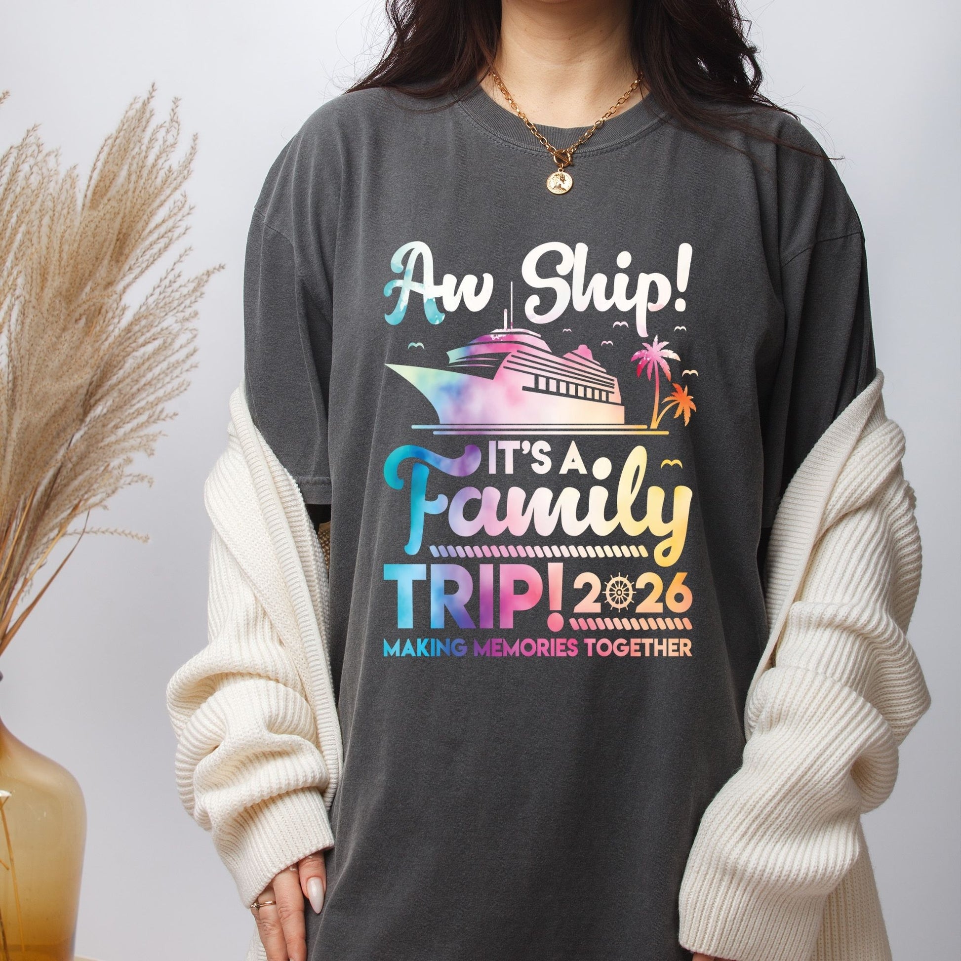 Family Trip DTF Transfer ready to Press Cruise Vacation Heat Transfer for Shirts Vacation UV Sticker Prints Cruise Party Iron on Transfer